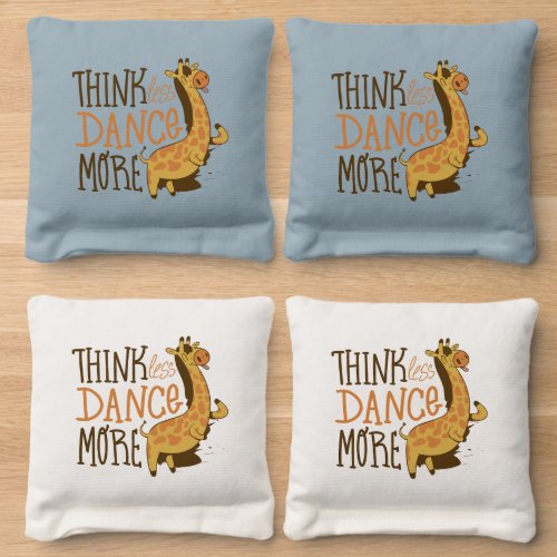 Giraffe animal dancing cartoon design cornhole bags