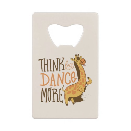 Giraffe animal dancing cartoon design credit card bottle opener