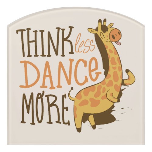 Giraffe animal dancing cartoon design door sign