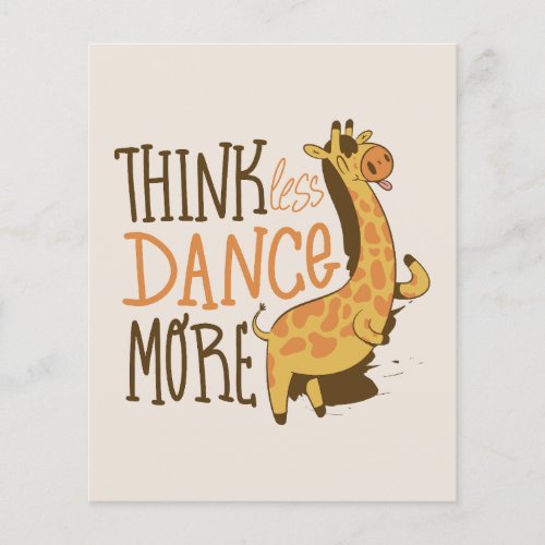 Giraffe animal dancing cartoon design flyer