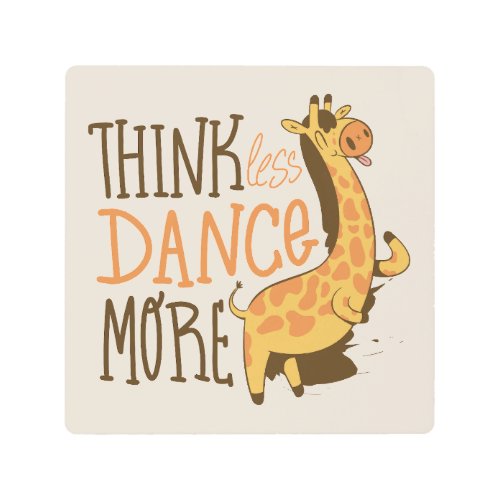 Giraffe animal dancing cartoon design metal print