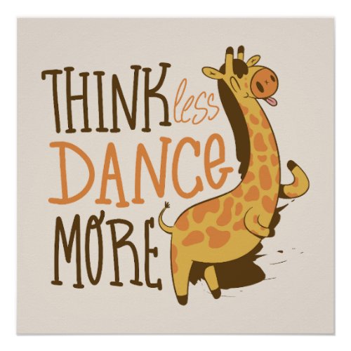 Giraffe animal dancing cartoon design poster