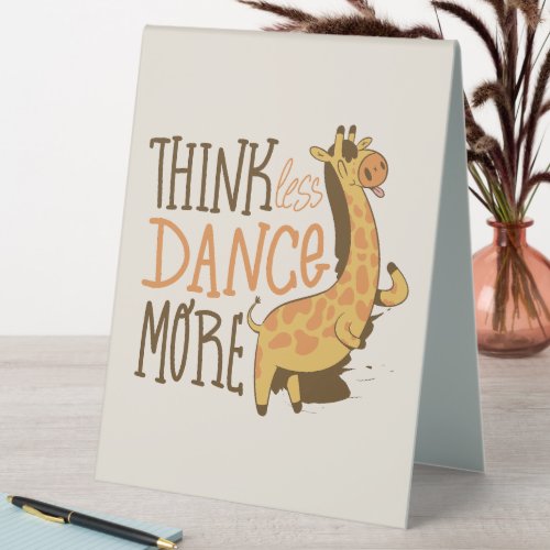 Giraffe animal dancing cartoon design table tent sign