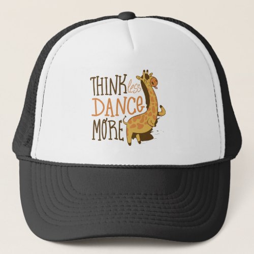 Giraffe animal dancing cartoon design trucker hat
