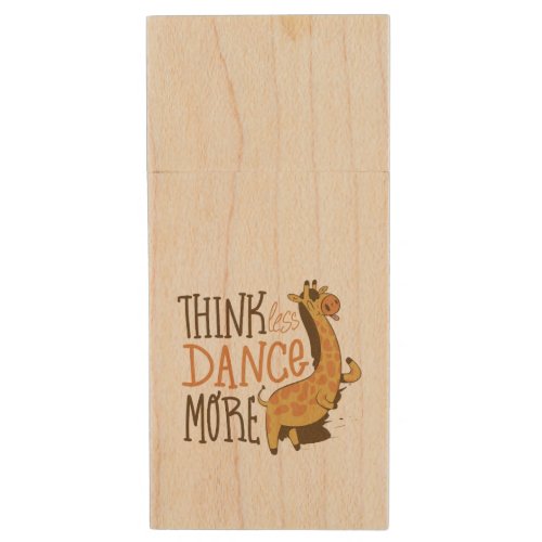 Giraffe animal dancing cartoon design wood flash drive