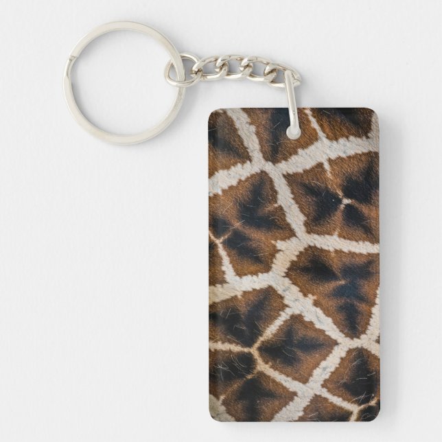 giraffe animal fur skin texture wild leather patte keychain (Front)