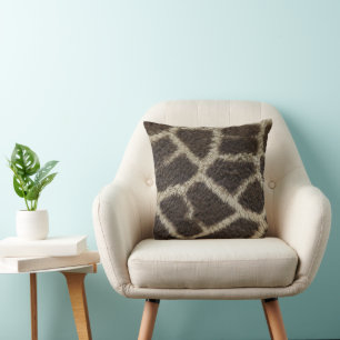 giraffe animal fur skin texture wild leather patte throw pillow