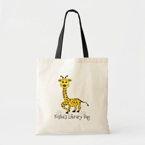 Giraffe Animal Kids Book Library Bag