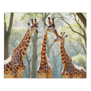Giraffe Animal Nature Wildlife Affection Caring Jigsaw Puzzle