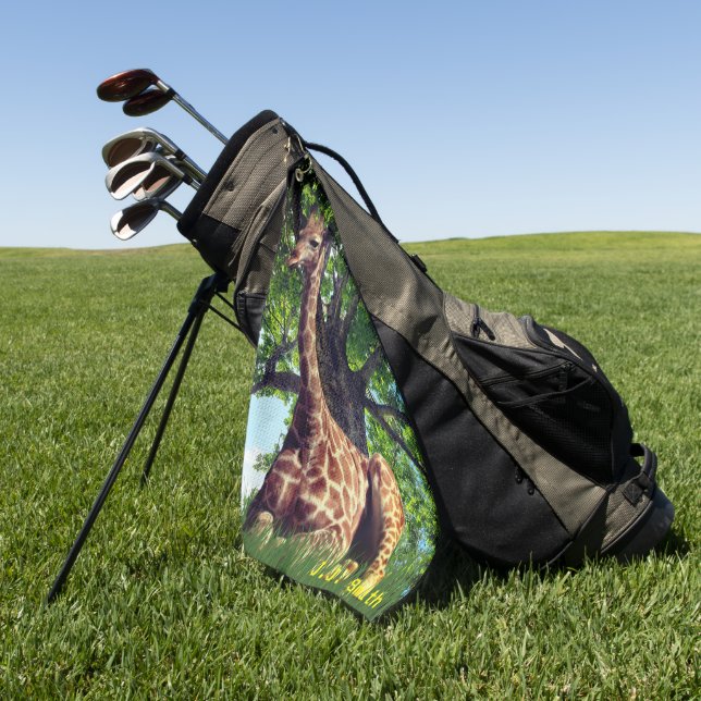 Giraffe Animal  Personalized Golf Towel (Green)