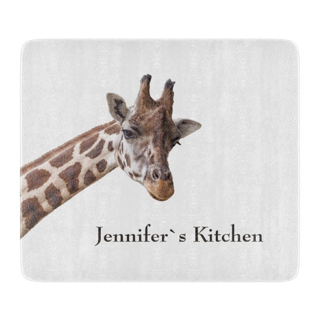 Giraffe Animal Personalized Name Cutting Board (Front)