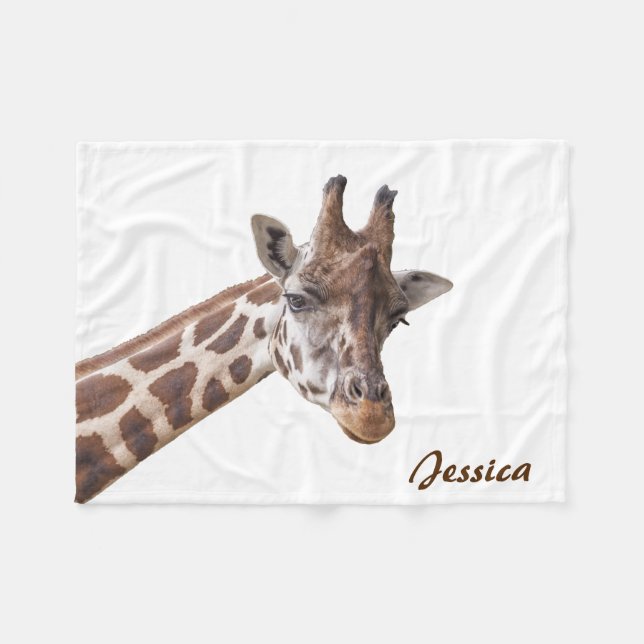 Giraffe Animal Personalized Name Fleece Blanket (Front (Horizontal))