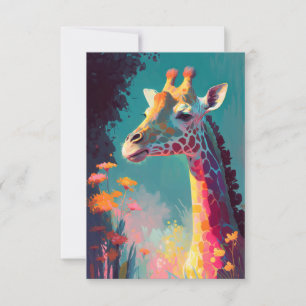 Giraffe Animal Portrait Painting Wildlife Outdoors Thank You Card