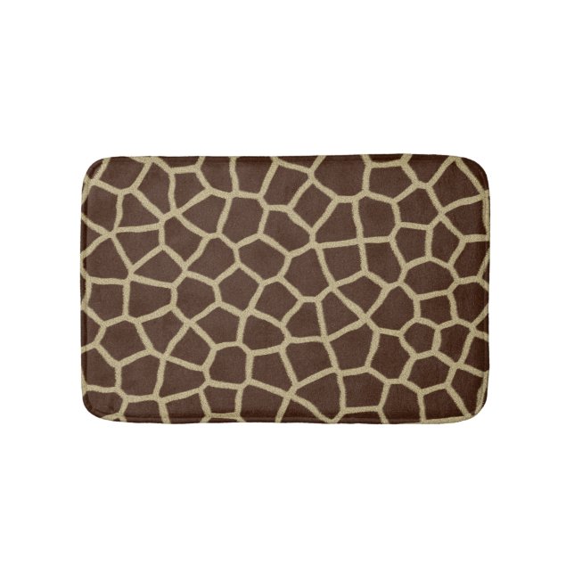 Giraffe Animal Print Brown Bathroom Mat (Front)
