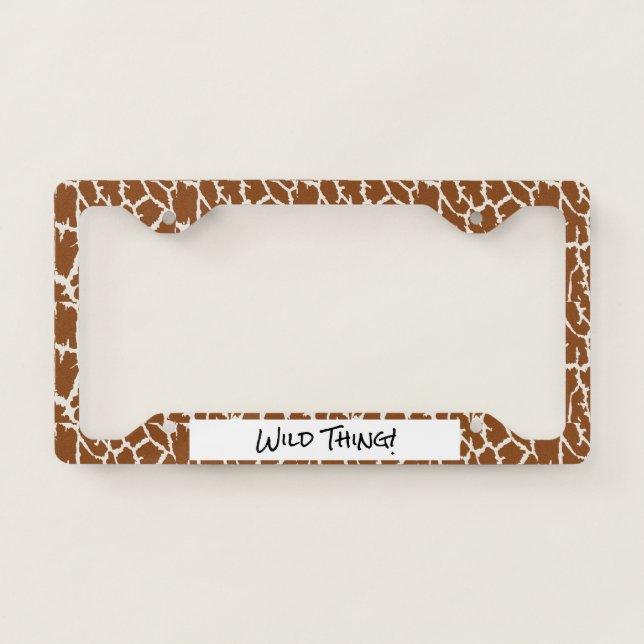 Giraffe Animal Print License Plate Frame (Front)