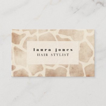 Giraffe Animal Print Pattern Hair Stylist Template Business Card by Pip_Gerard at Zazzle