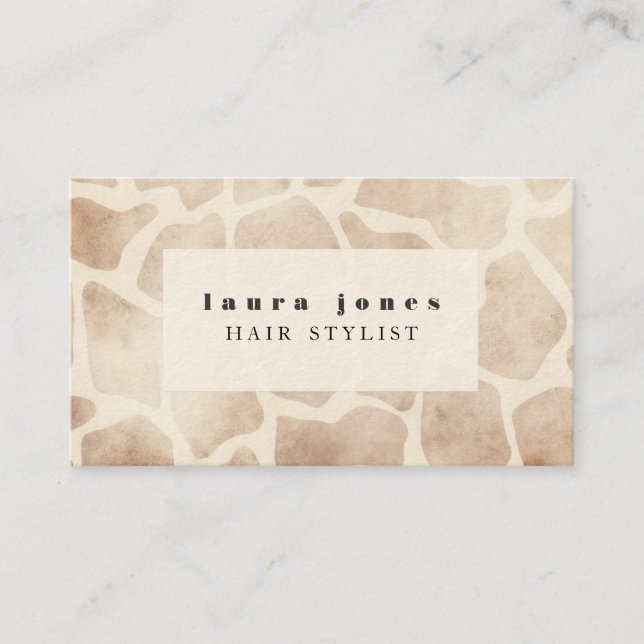 Giraffe Animal Print Pattern Hair Stylist Template Business Card (Front)