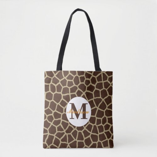 Giraffe Animal Print Personalized Tote Bag