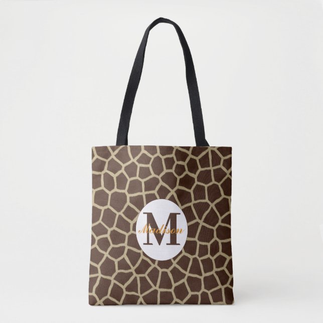 Giraffe Animal Print Personalized Tote Bag (Front)