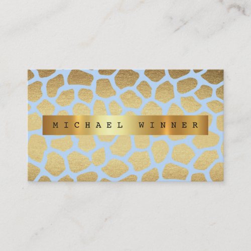 Giraffe Animal Skin Safari Vip Golden Blue Foil Business Card