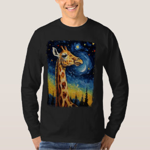 Giraffe Animal Starry Night Painting T-Shirt