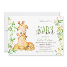 Giraffe Animals Baby Shower Invitation