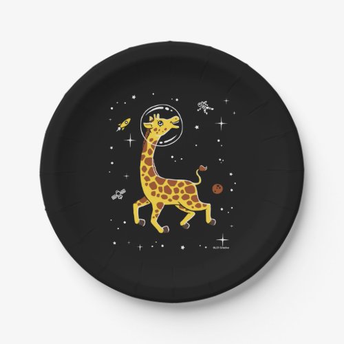Giraffe Animals In Space Paper Plates