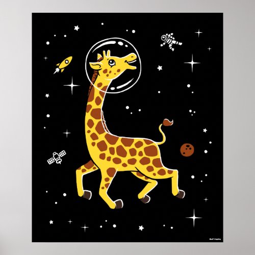 Giraffe Animals In Space Poster