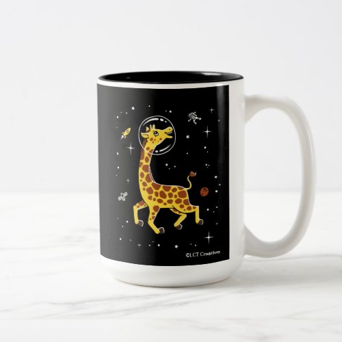 Giraffe Animals In Space Two_Tone Coffee Mug