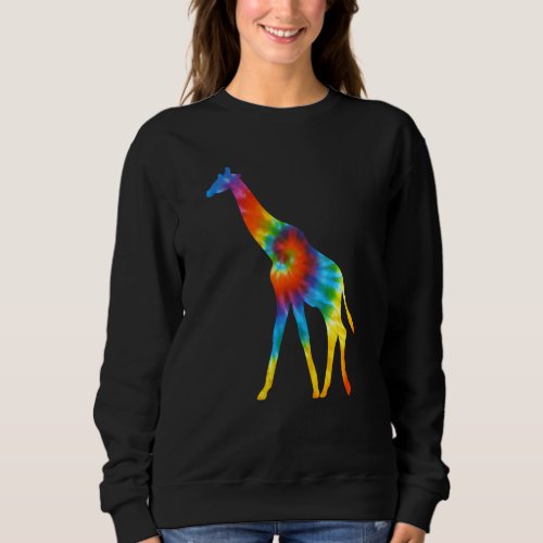 Giraffe Animals Tie Dye Retro Rainbow Trippy Hippi Sweatshirt