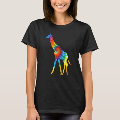 Giraffe Animals Tie Dye Retro Rainbow Trippy Hippi T_Shirt