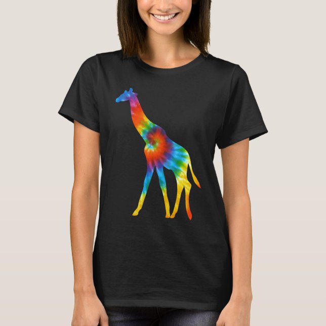 Giraffe Animals Tie Dye Retro Rainbow Trippy Hippi T-Shirt (Front)