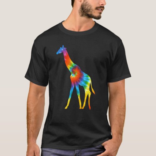 Giraffe Animals Tie Dye Retro Rainbow Trippy Hippi T_Shirt