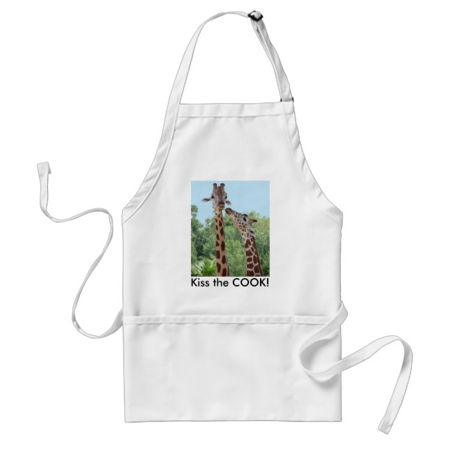 Giraffe Apron: Kiss the COOK! Adult Apron (Front)