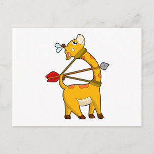 Giraffe Archer Arrow Bow Postcard