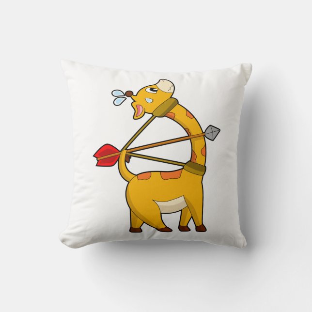 Giraffe Archer Arrow Bow Throw Pillow (Front)