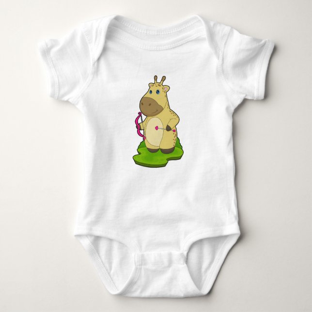Giraffe Archer Bow Baby Bodysuit (Front)