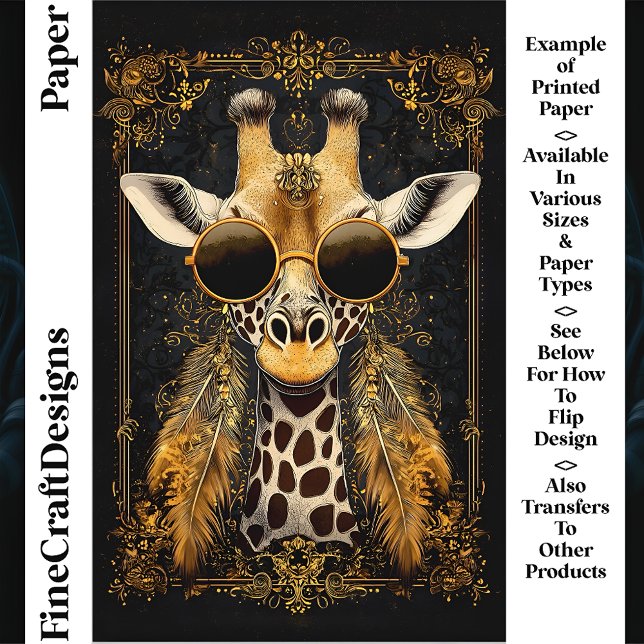 Giraffe, Art Nouveau, Gold CM4 Scrapbook Paper (Creator Uploaded)