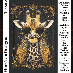 Giraffe, Art Nouveau, Gold Filigree CM4 Decoupage Tissue Paper