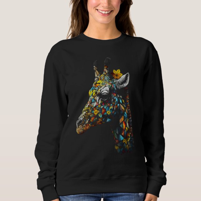 Giraffe Artwork  Animal Colourful Giraffe 1 Sweatshirt (Front)