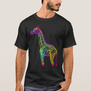 Giraffe Artwork  Animal Colourful Giraffe T-Shirt
