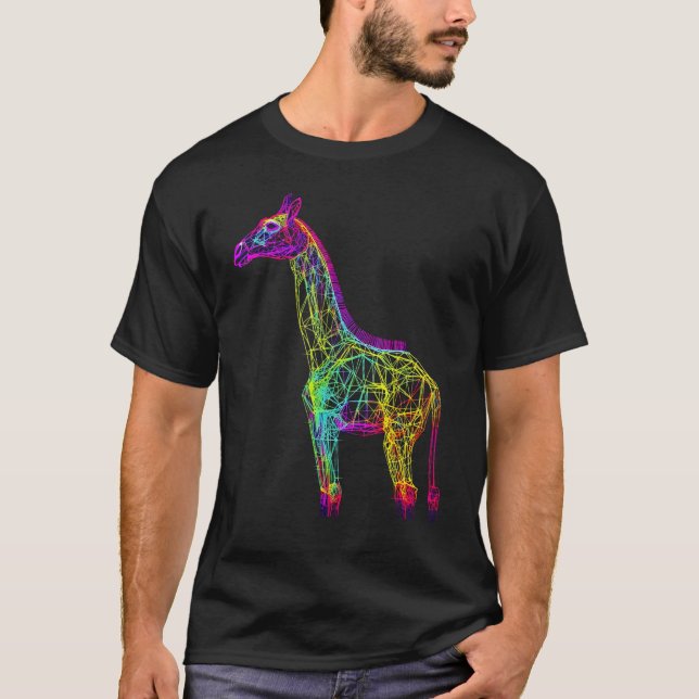 Giraffe Artwork  Animal Colourful Giraffe T-Shirt (Front)