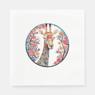 Giraffe Artwork Colourful - Church Blossom Animals Napkins