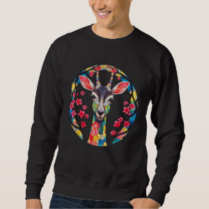 Giraffe Artwork Colourful - Church Blossom Animals Sweatshirt
