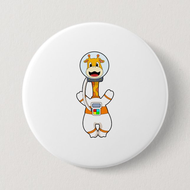 Giraffe as Astronaut in Costume Button (Front)