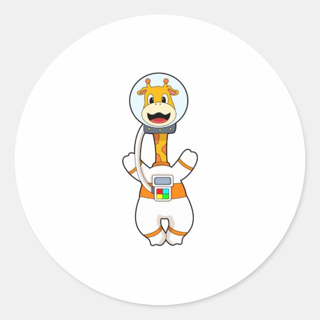 Giraffe as Astronaut in Costume Classic Round Sticker (Front)