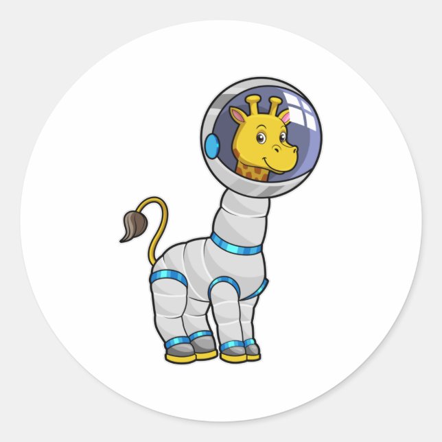 Giraffe as Astronaut in Glass sphere Classic Round Sticker (Front)