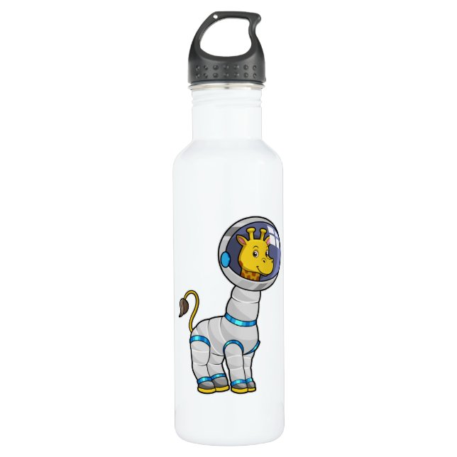 Giraffe as Astronaut in Glass sphere Stainless Steel Water Bottle (Front)