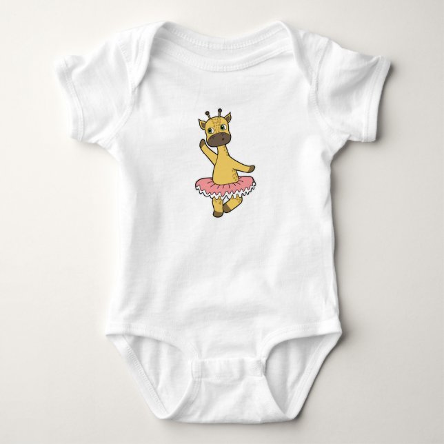 Giraffe as Ballerina at Ballet with Skirt Baby Bodysuit (Front)