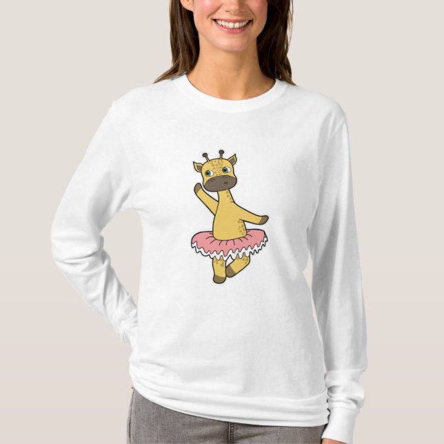 Giraffe as Ballerina at Ballet with Skirt T-Shirt (Front)